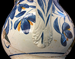 Pearlware painted underglaze jug.  3.5” rim diameter; 2.75” base diameter; 4.5” vessel height.